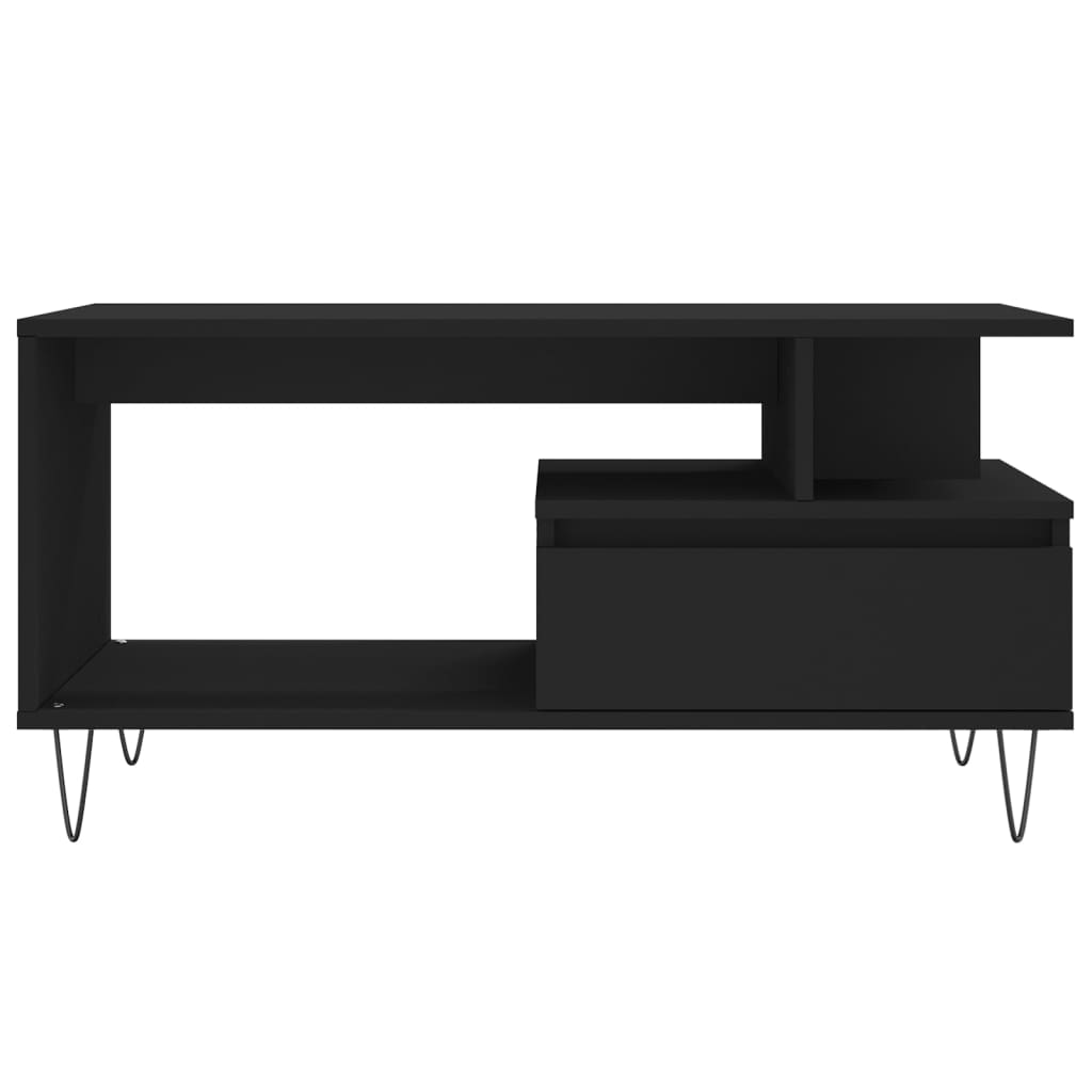 Tavolino da Salotto Nero 90x49x45 cm in Legno Multistrato