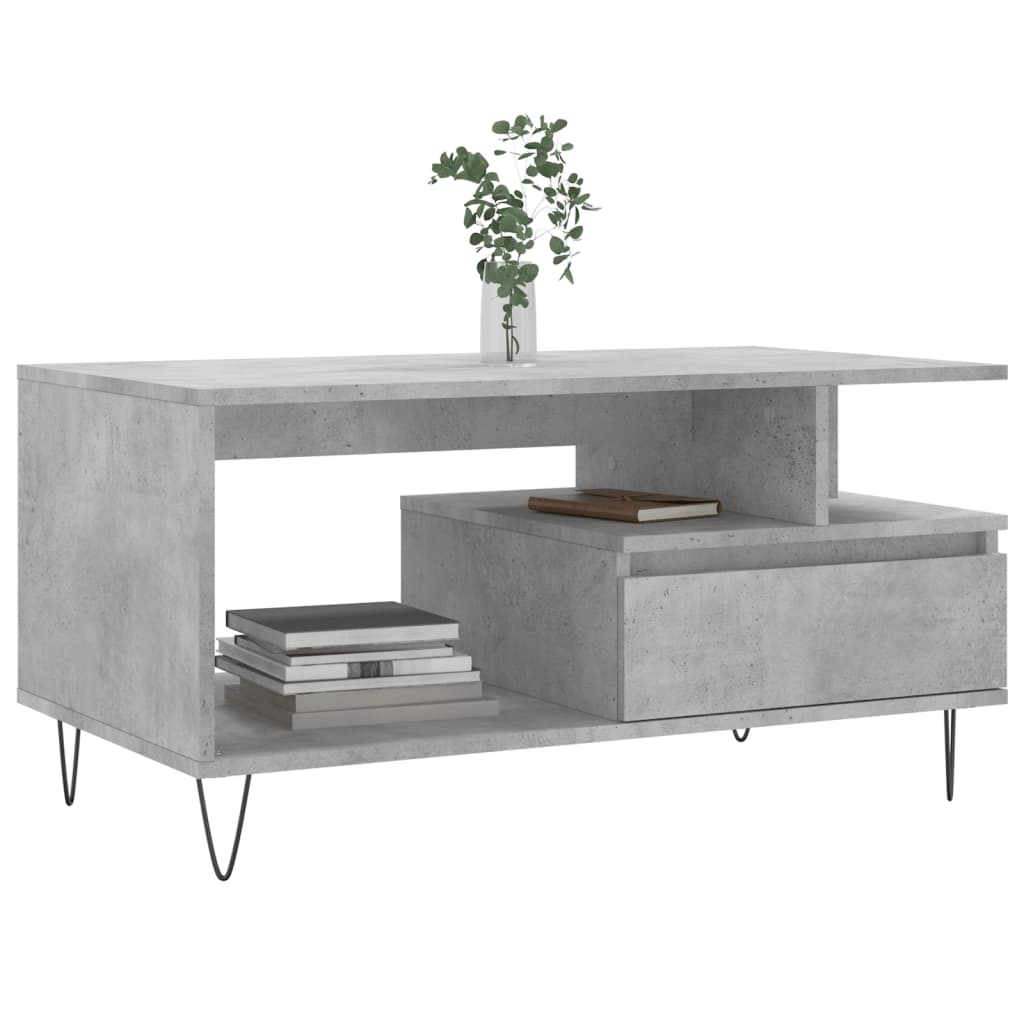 Tavolino Salotto Grigio Cemento 90x49x45 cm Legno Multistrato