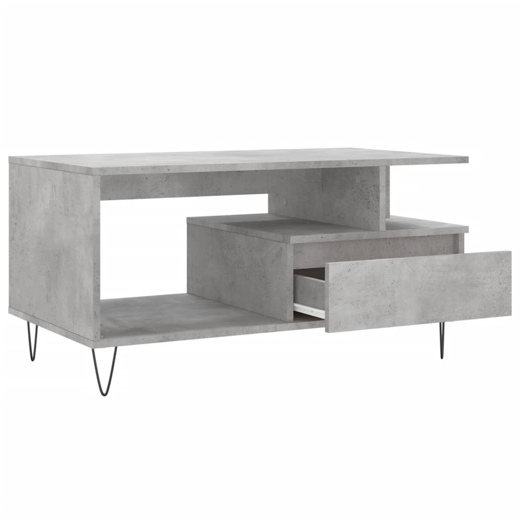 Tavolino Salotto Grigio Cemento 90x49x45 cm Legno Multistrato