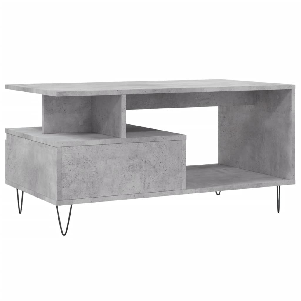 Tavolino Salotto Grigio Cemento 90x49x45 cm Legno Multistrato