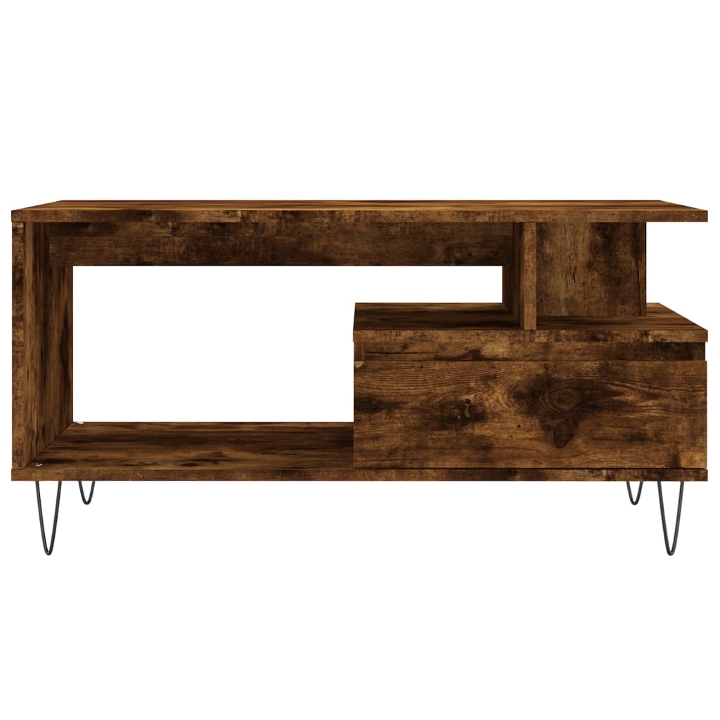 Tavolino da Salotto Rovere Fumo 90x49x45 cm Legno Multistrato