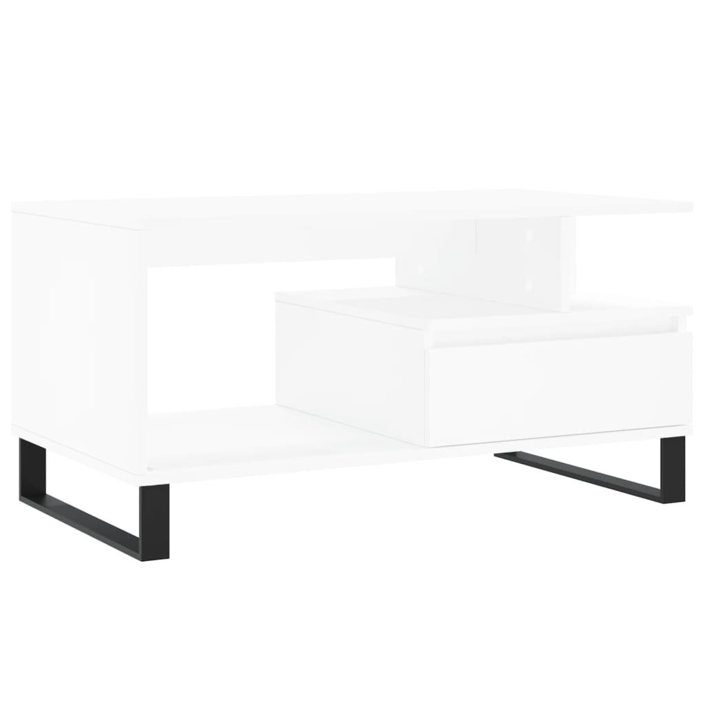 Tavolino da Salotto Bianco 90x49x45 cm in Legno Multistrato