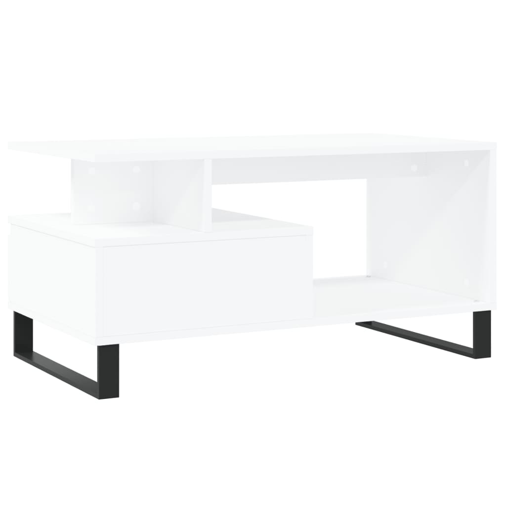 Tavolino da Salotto Bianco 90x49x45 cm in Legno Multistrato