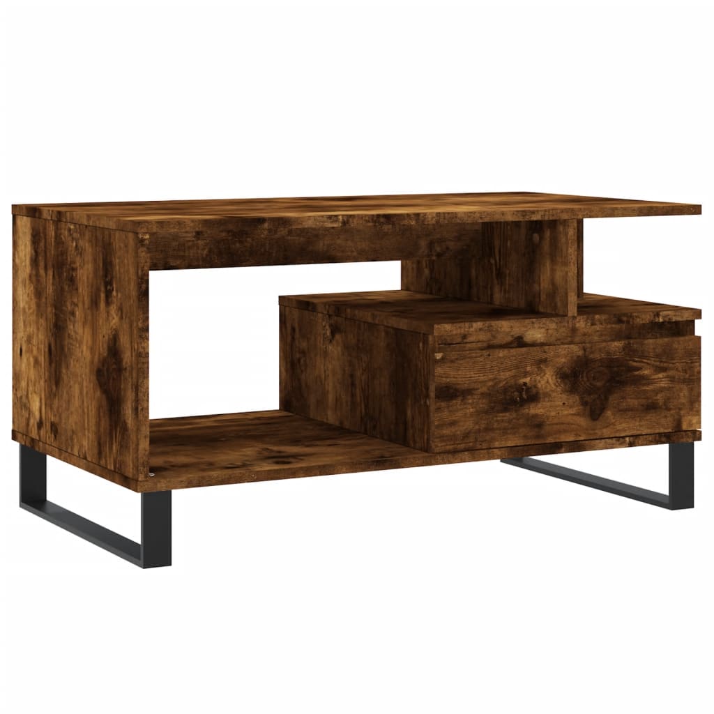 Tavolino da Salotto Rovere Fumo 90x49x45 cm Legno Multistrato