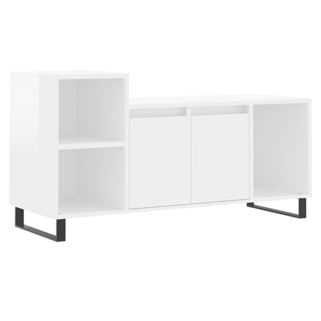 Mobile Porta TV Bianco Lucido 100x35x55 cm in Legno Multistrato