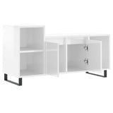 Mobile Porta TV Bianco Lucido 100x35x55 cm in Legno Multistrato