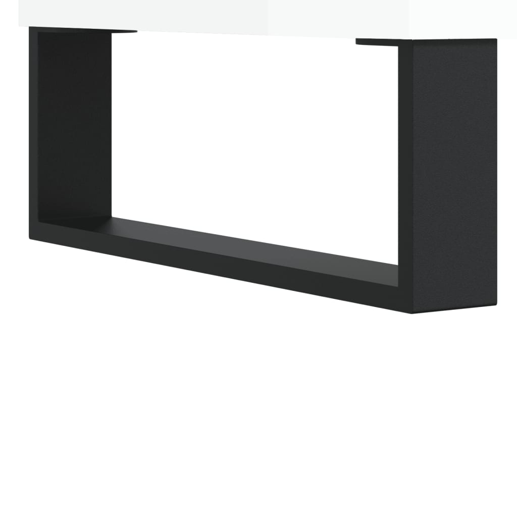 Mobile Porta TV Bianco Lucido 100x35x55 cm in Legno Multistrato