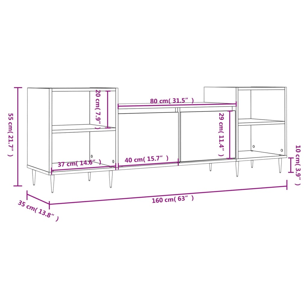 Mobile Porta TV Bianco 160x35x55 cm in Legno Multistrato