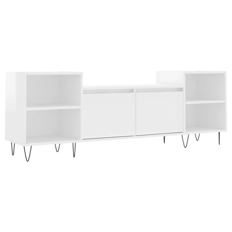 Mobile Porta TV Bianco Lucido 160x35x55 cm in Legno Multistrato