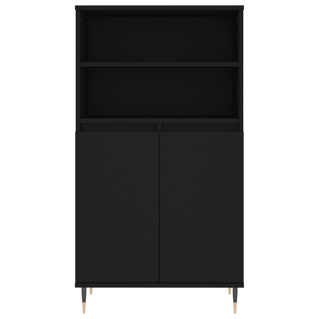 Credenza Nera 60x36x110 cm in Legno Multistrato