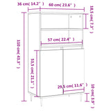 Credenza Nera 60x36x110 cm in Legno Multistrato