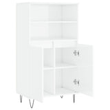 Credenza Bianco Lucido 60x36x110 cm in Legno Multistrato