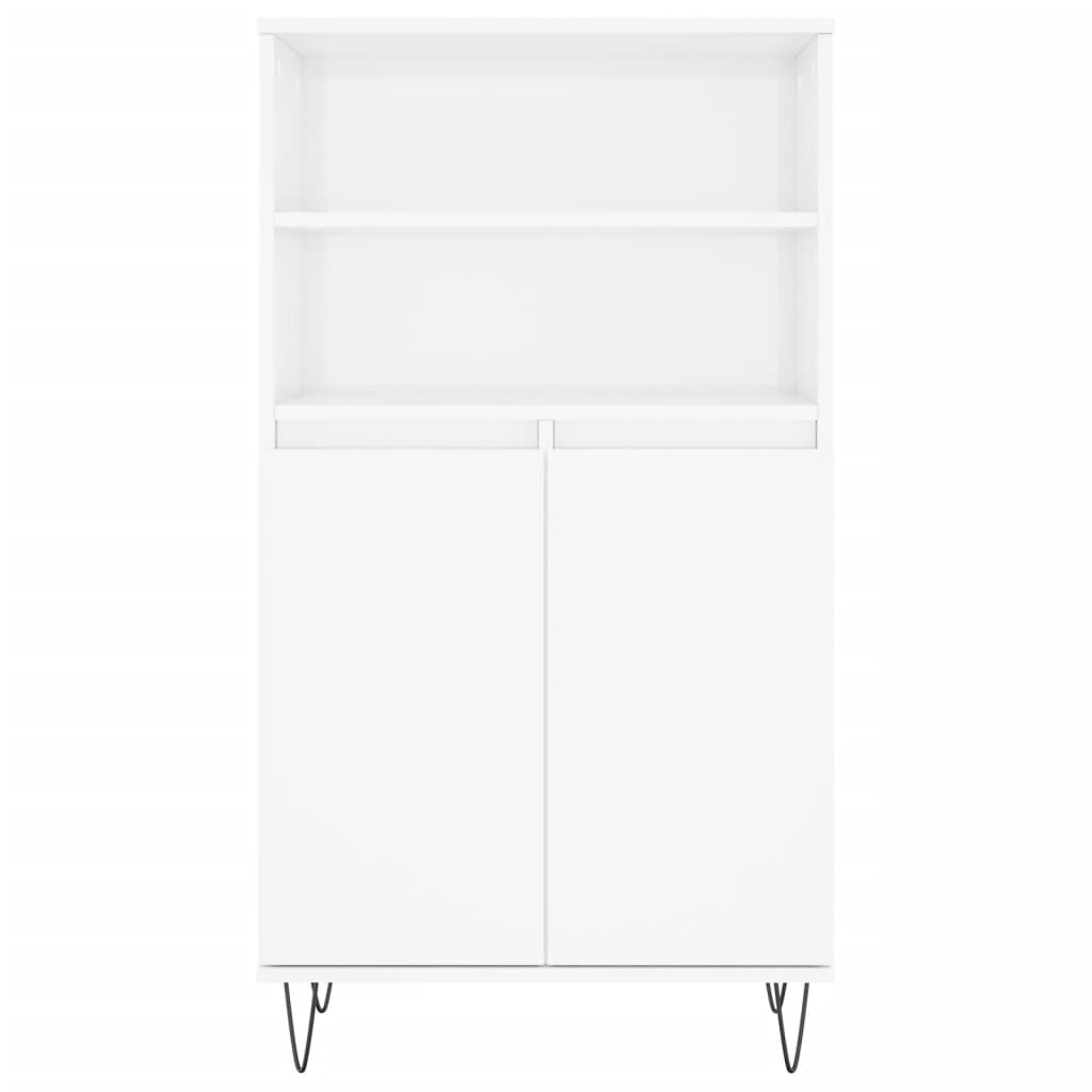 Credenza Bianco Lucido 60x36x110 cm in Legno Multistrato