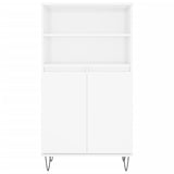 Credenza Bianco Lucido 60x36x110 cm in Legno Multistrato