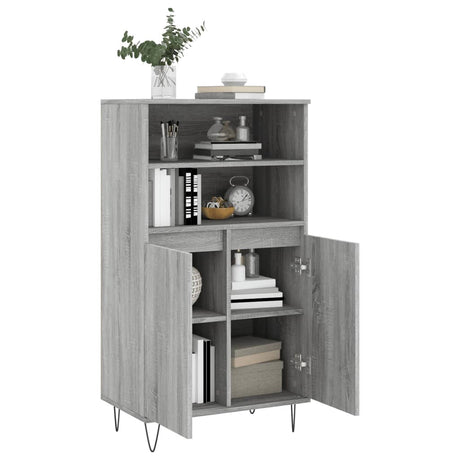 Credenza Grigio Sonoma 60x36x110 cm in Legno Multistrato