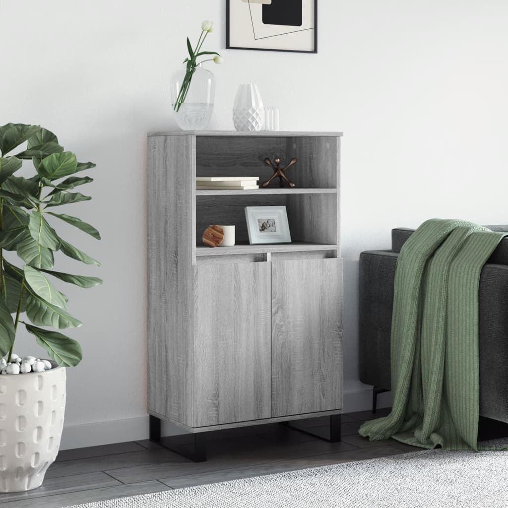 Credenza Grigio Sonoma 60x36x110 cm in Legno Multistrato