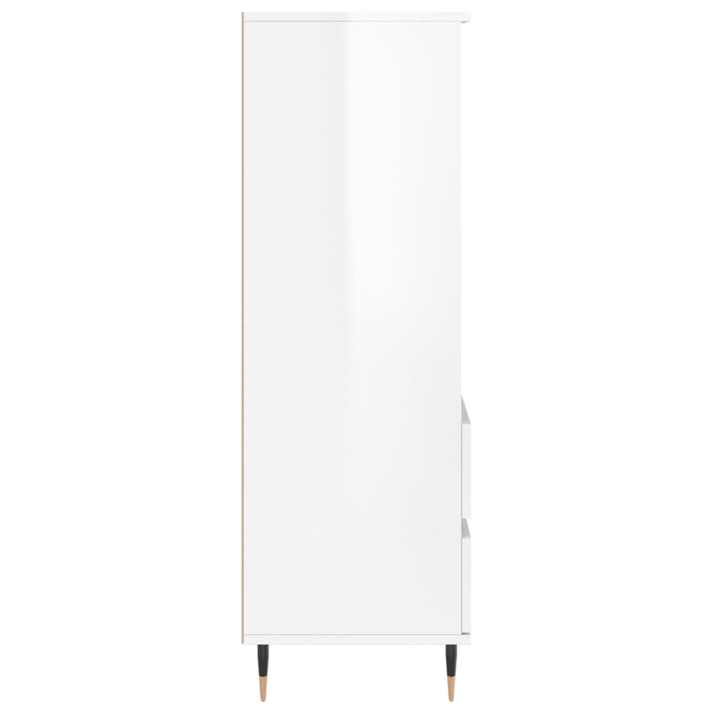 Credenza Bianco Lucido 40x36x110 cm in Legno Multistrato