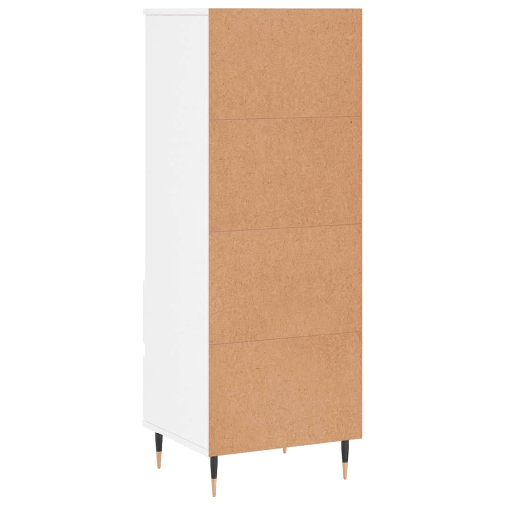 Credenza Bianco Lucido 40x36x110 cm in Legno Multistrato