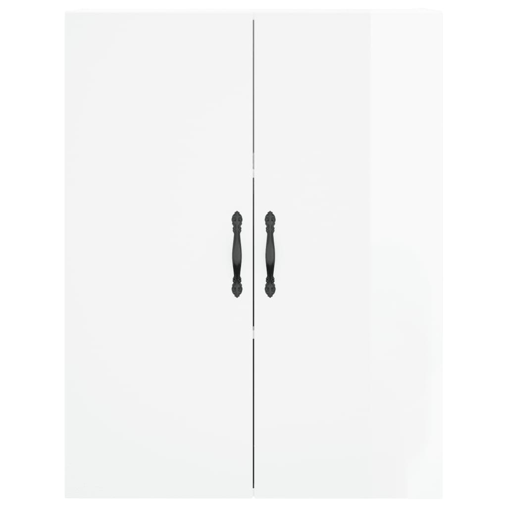 Mobile a Parete Bianco Lucido 69,5x34x90 cm Legno Multistrato