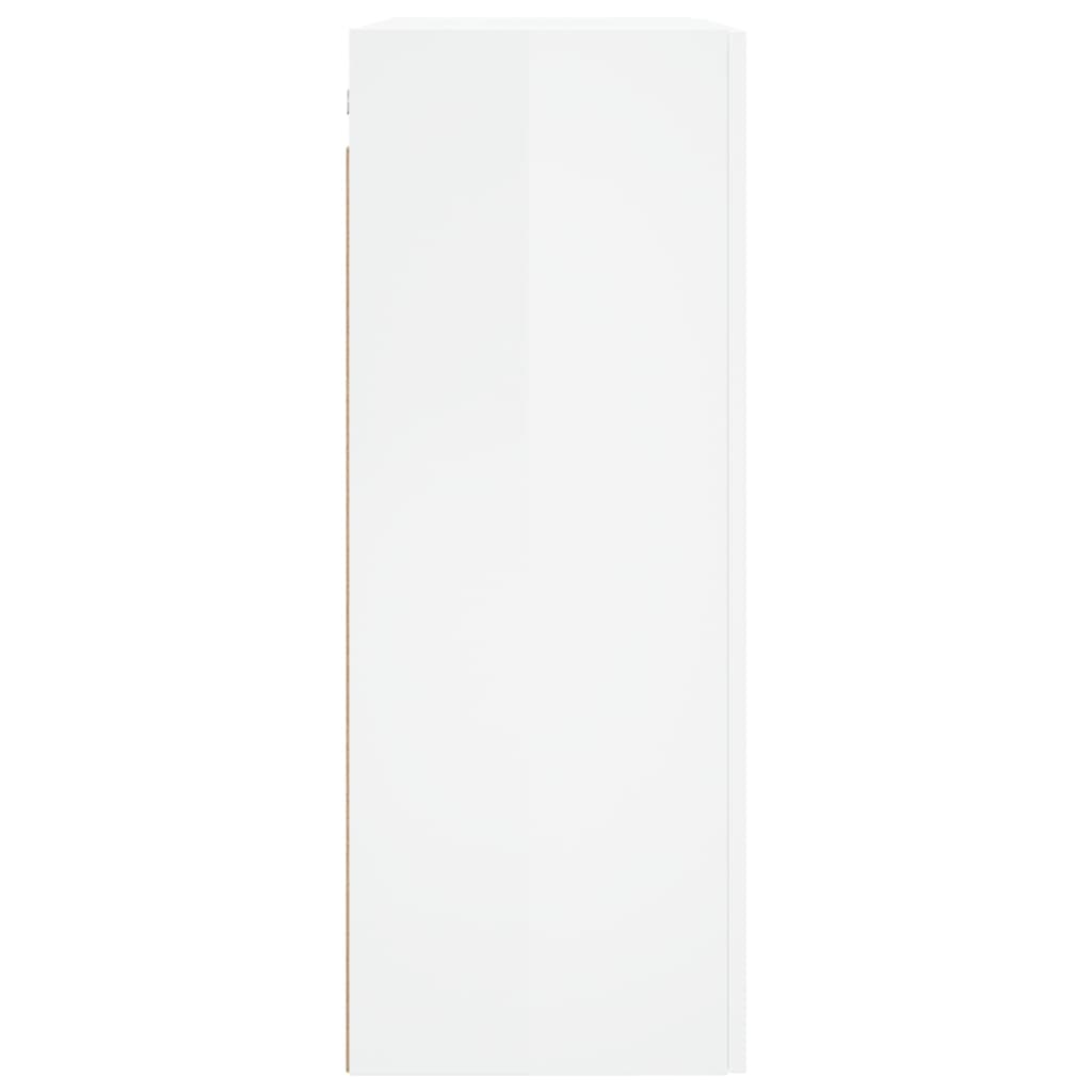 Mobile a Parete Bianco Lucido 69,5x34x90 cm Legno Multistrato