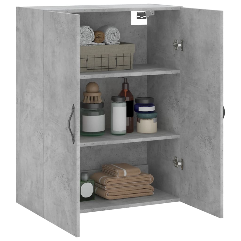 Mobile a Parete Grigio Cemento 69,5x34x90 cm Legno Multistrato