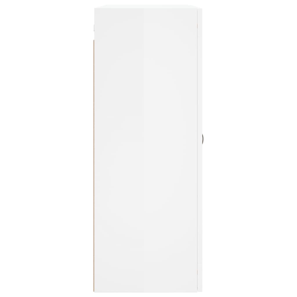 Mobile a Parete Bianco Lucido 69,5x34x90 cm Legno Multistrato