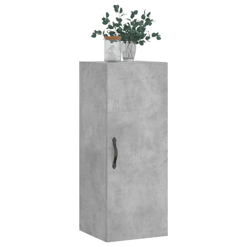 Mobile a Parete Grigio Cemento 34,5x34x90 cm Legno Multistrato