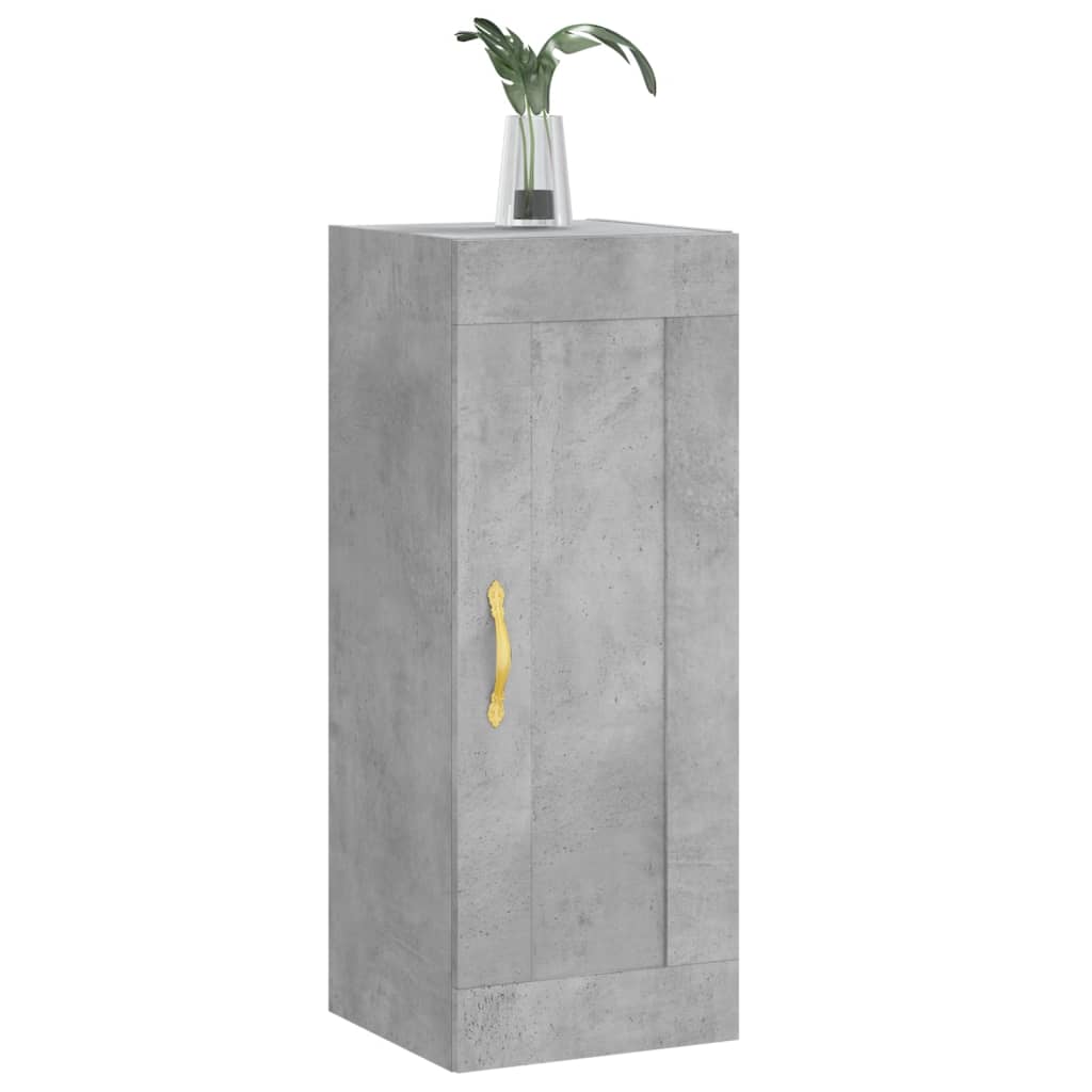 Mobile a Parete Grigio Cemento 34,5x34x90 cm Legno Multistrato