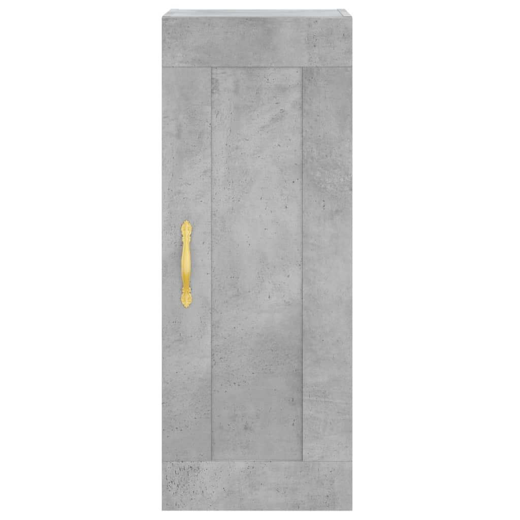 Mobile a Parete Grigio Cemento 34,5x34x90 cm Legno Multistrato