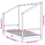 Giroletto per Bambini Nero 90x200 cm in Legno Massello di Pino