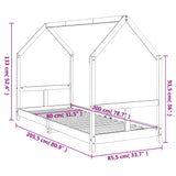 Giroletto per Bambini 80x200 cm in Legno Massello di Pino