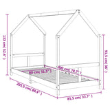 Giroletto per Bambini Bianco 80x200cm in Legno Massello di Pino