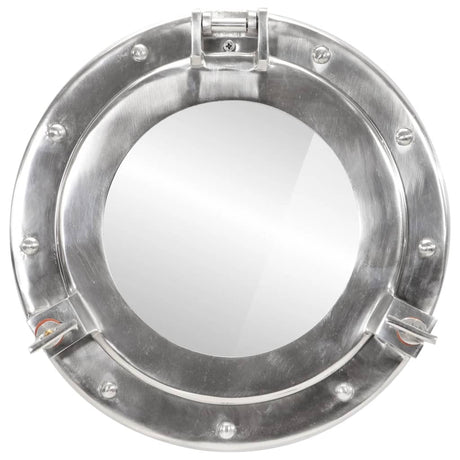 Specchio da Parete Design Oblò Ø30 cm in Alluminio e Vetro