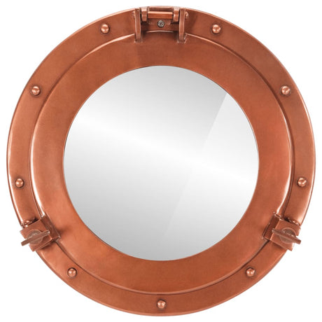 Specchio da Parete Design Oblò Ø38 cm in Alluminio e Vetro