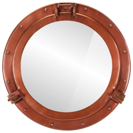 Specchio da Parete Design Oblò Ø50 cm in Alluminio e Vetro