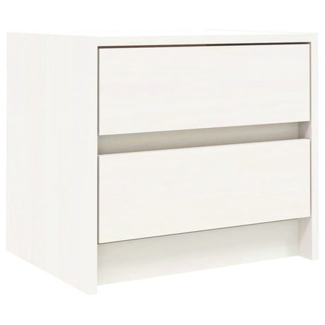 Comodino Bianco 40x31x35,5 cm in Legno Massello di Pino