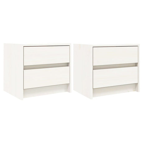 Comodini 2 pz Bianchi 40x31x35,5 cm in Legno Massello di Pino