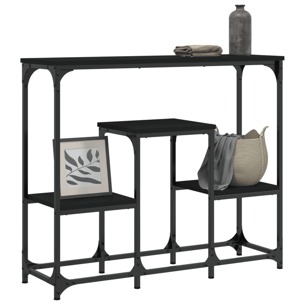 Tavolino Consolle Nero 89,5x28x76 cm in Legno Multistrato