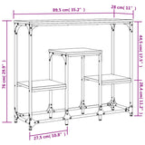 Tavolo Consolle Rovere Fumo 89,5x28x76 cm Legno Multistrato