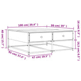 Tavolino da Salotto Nero 100x99x40 cm in Legno Multistrato