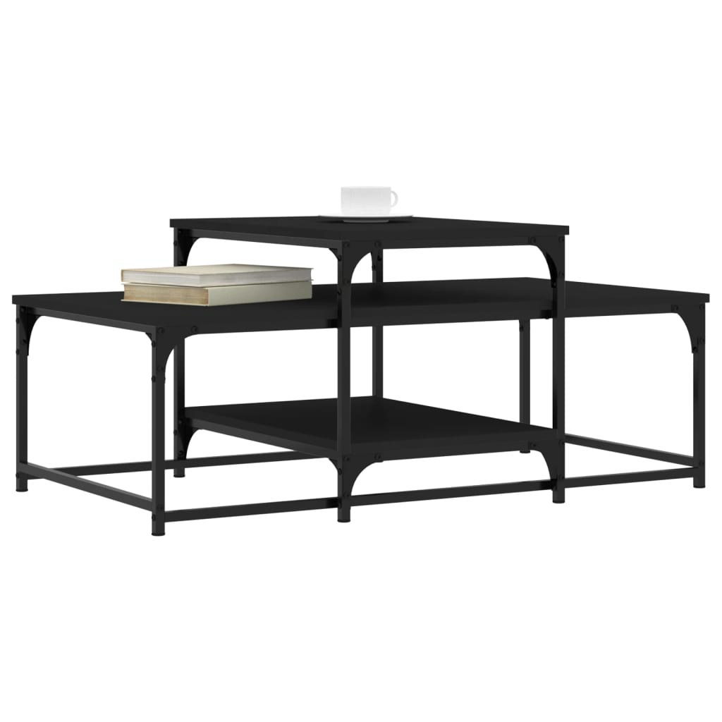 Tavolino da Salotto Nero 102x60x45 cm in Legno Multistrato