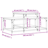 Tavolino da Salotto Nero 102x60x45 cm in Legno Multistrato