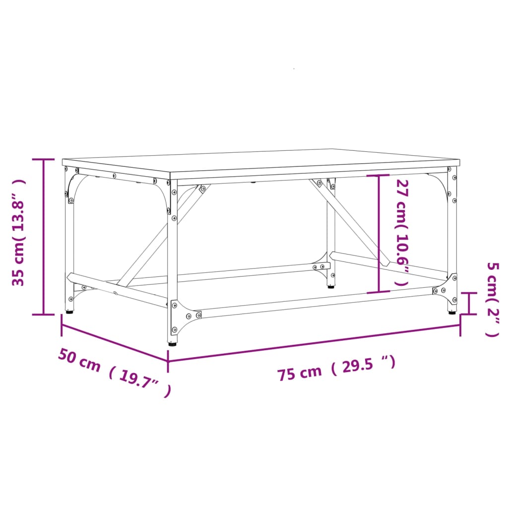 Tavolino da Salotto Nero 75x50x35 cm in Legno Multistrato