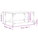 Tavolino da Salotto Rovere Fumo 75x50x35cm in Legno Multistrato