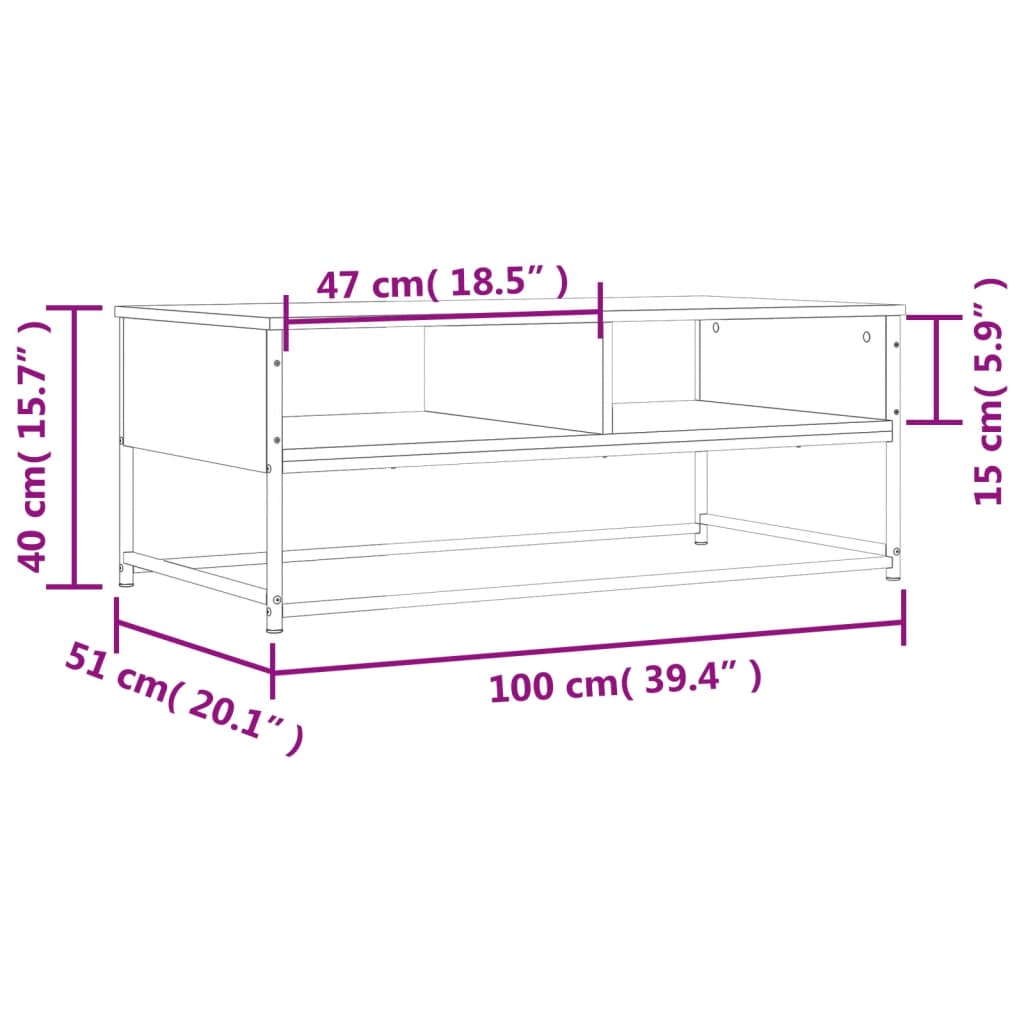 Tavolino da Salotto Rovere Sonoma 100x51x40cm Legno Multistrato