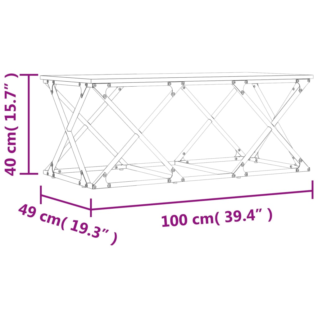 Tavolino da Salotto Rovere Fumo 100x49x40 cm Legno Multistrato