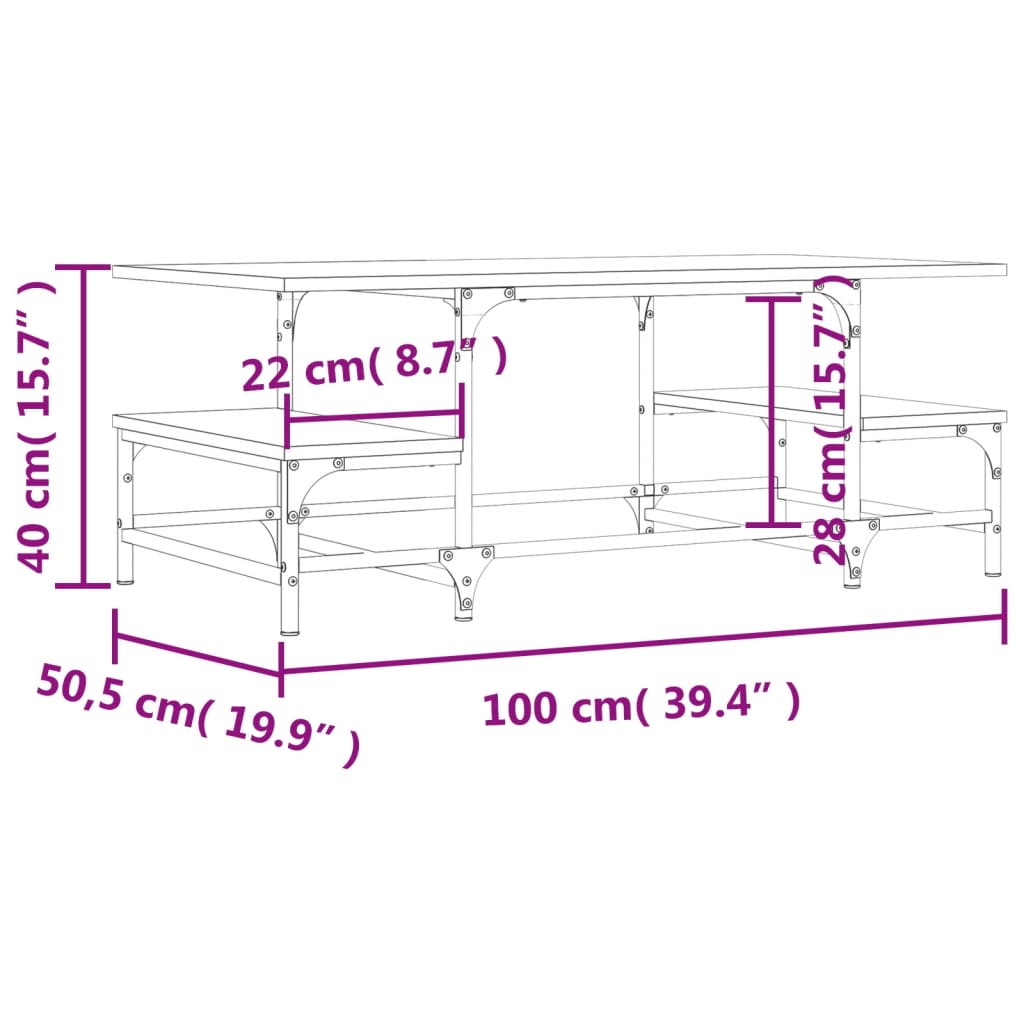 Tavolino Salotto Rovere Sonoma 100x50,5x40 cm Legno Multistrato