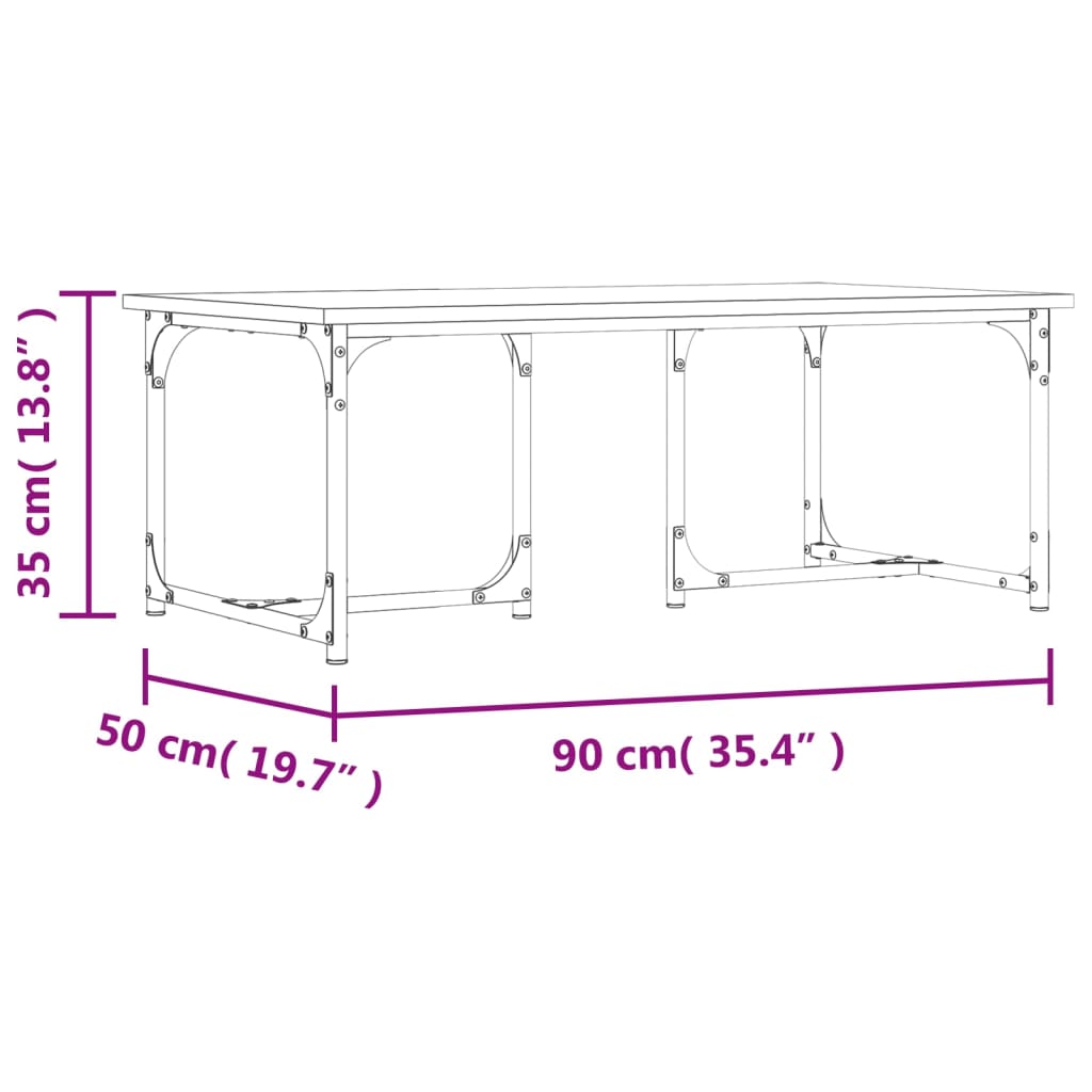 Tavolino da Salotto Nero 90x50x35 cm in Legno Multistrato