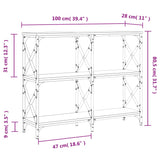 Tavolino Consolle Nero 100x28x80,5 cm in Legno Multistrato