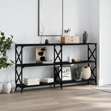 Tavolino Consolle Nero 200x28x80,5 cm in Legno Multistrato